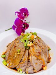 JCK-Asia-Kitchen-&-Bar-Asian-Cuisine-restaurant-Spicy-Pork-Heart-Chula Vista picy Pork Heart features tender pork heart slices stir - fried with chili powder, ginger, garlic, scallions, and peppers, in a savory sauc at JCK Asia Kitchen & Bar, a Asian Cuisine restaurant in Chula Vista