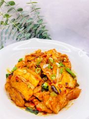 JCK-Asia-Kitchen-&-Bar-Asian-Cuisine-restaurant-Spicy-Tofu-with-Meat-Chula Vista Spicy Tofu with Meat features tender tofu and meat stir - fried with chili peppers, scallions, and a savory sauce at JCK Asia Kitchen & Bar, a Asian Cuisine restaurant in Chula Vista